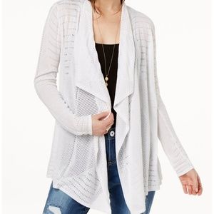 Black Draped Perforated Black Cardigan